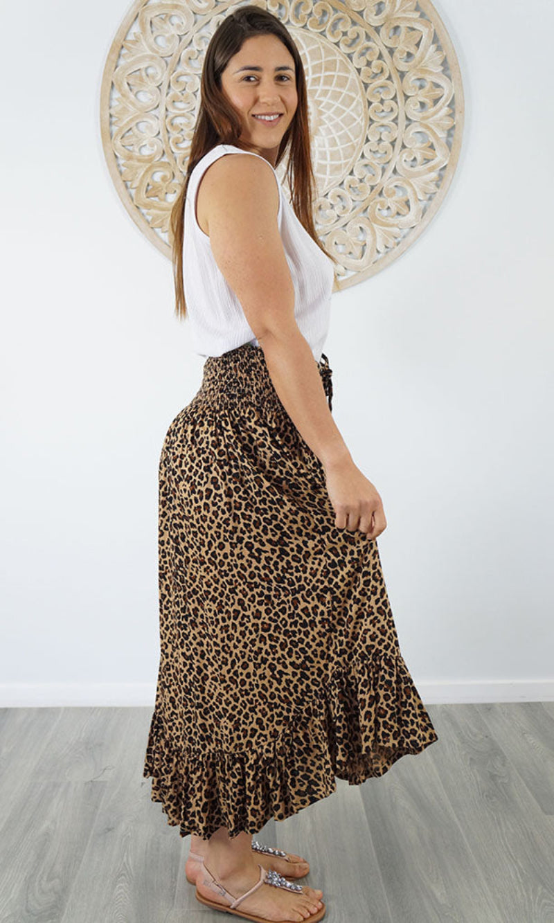 Rayon Skirt Tangelo Baby Cheetah