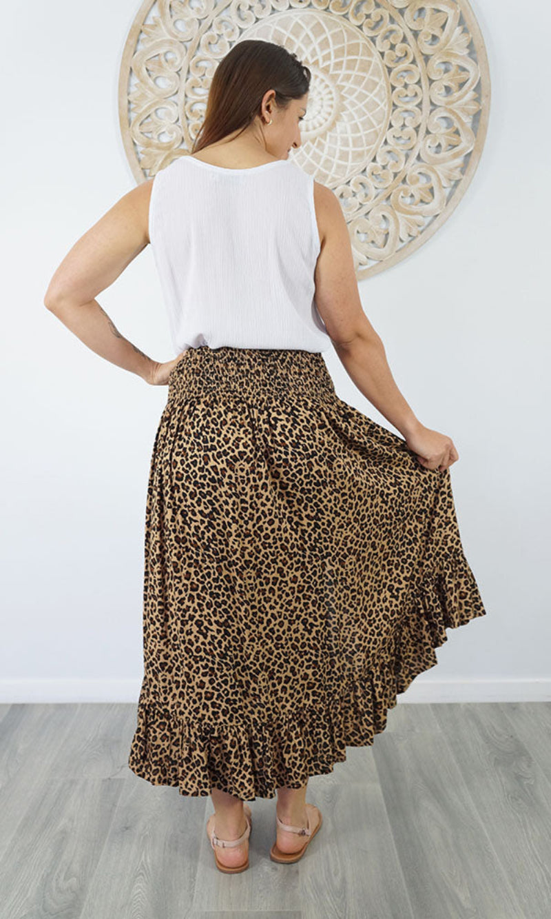 Rayon Skirt Tangelo Baby Cheetah