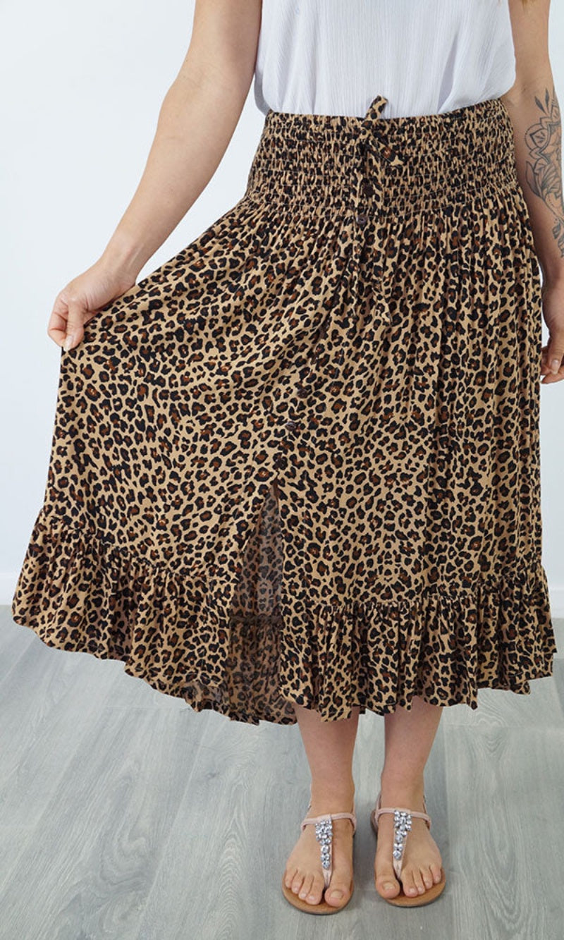 Rayon Skirt Tangelo Baby Cheetah
