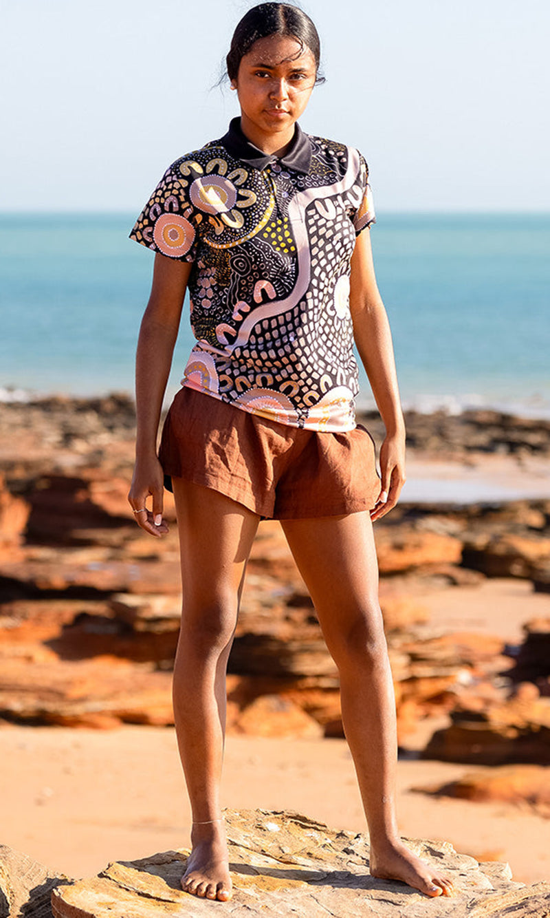 Aboriginal Art Kids Unisex Polo The Path They Have Laid