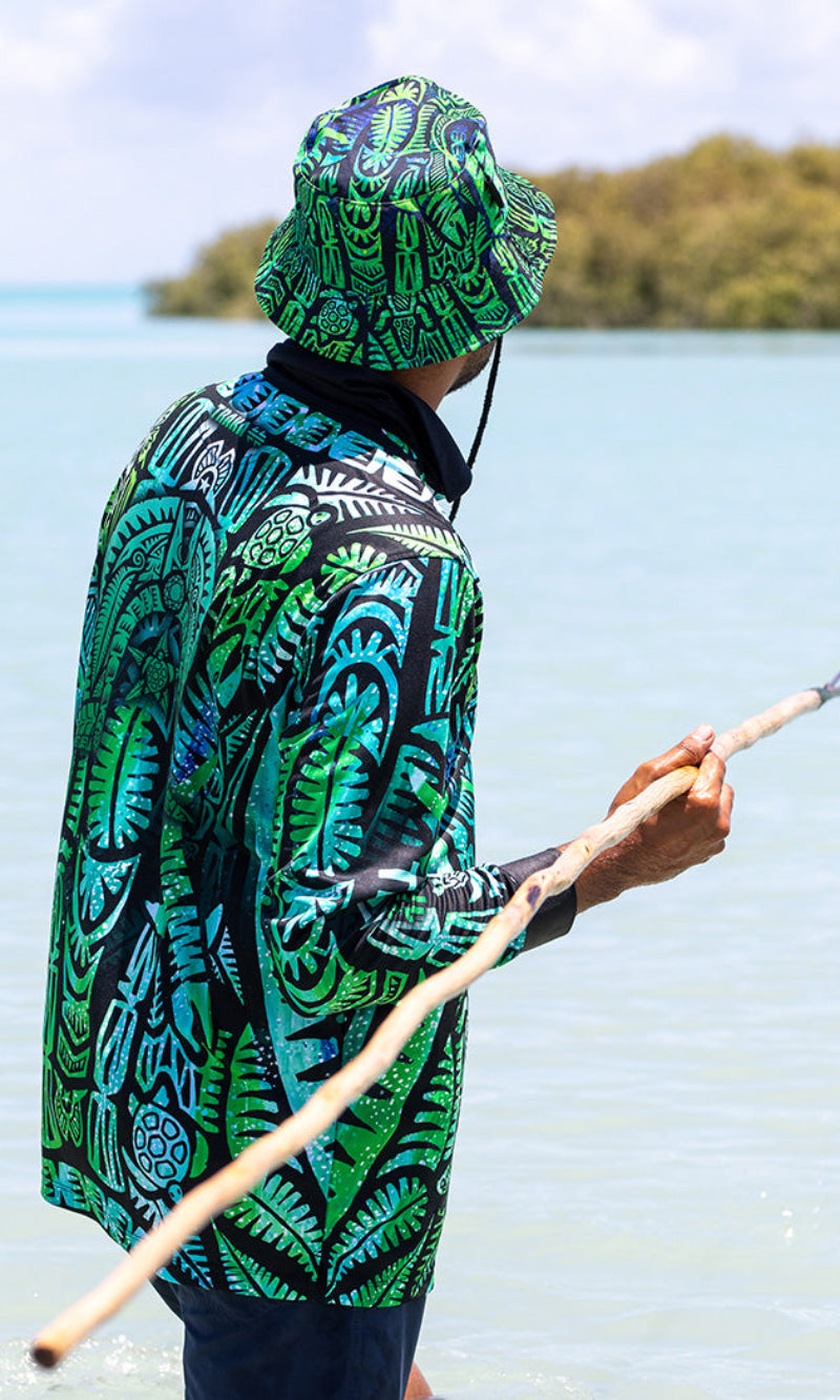 Aboriginial Art Unisex Long Sleeve Polo TSI Aqua