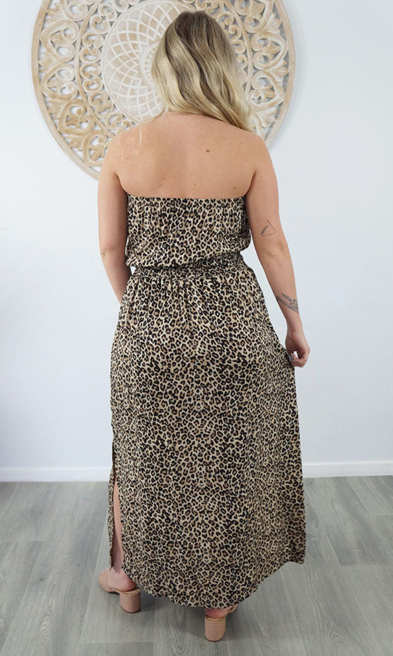 Rayon Dress Tube Baby Cheetah Brown