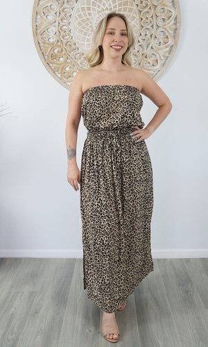 Rayon Dress Tube Baby Cheetah Brown