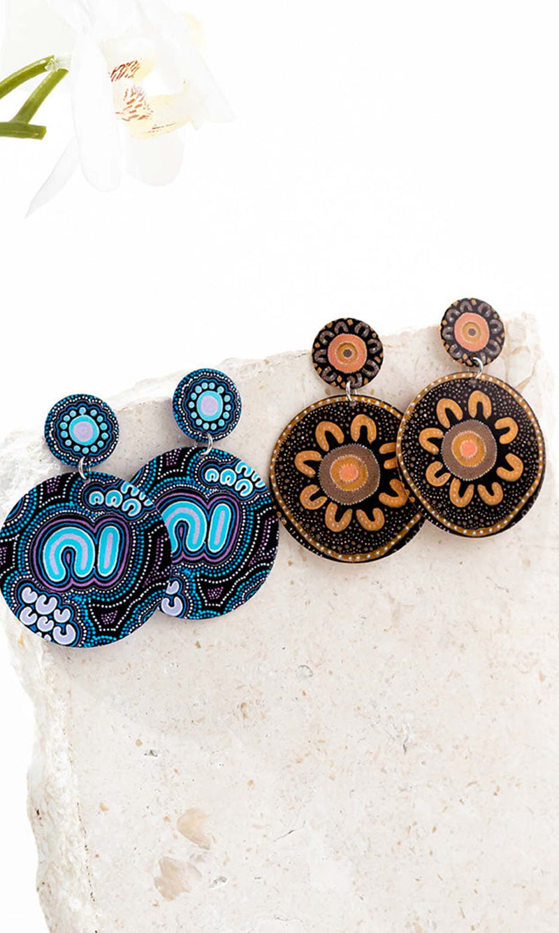 Aboriginal Art Earrings The Path They Have Laid
