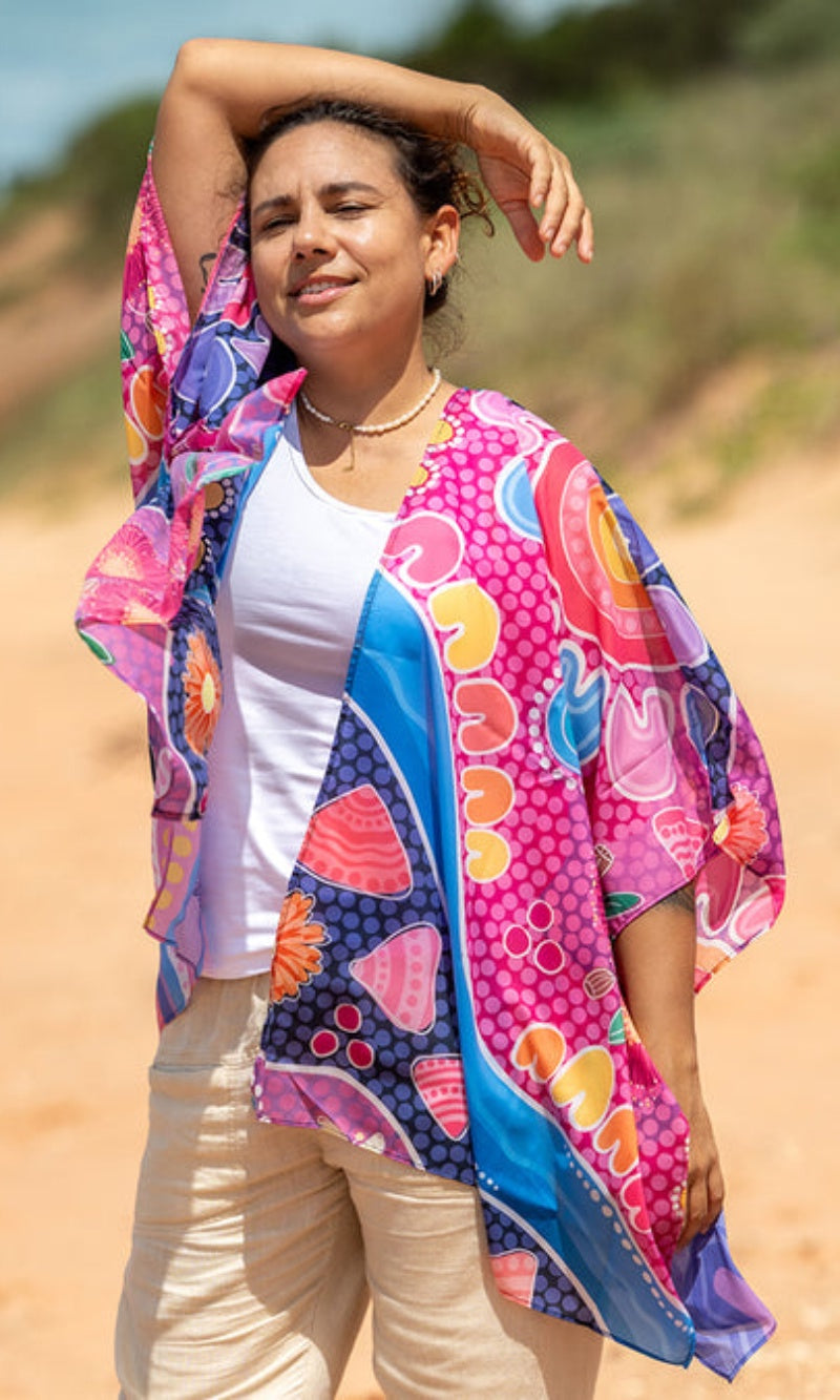 Aboriginal Art Chiffon Shawl Thriving Together