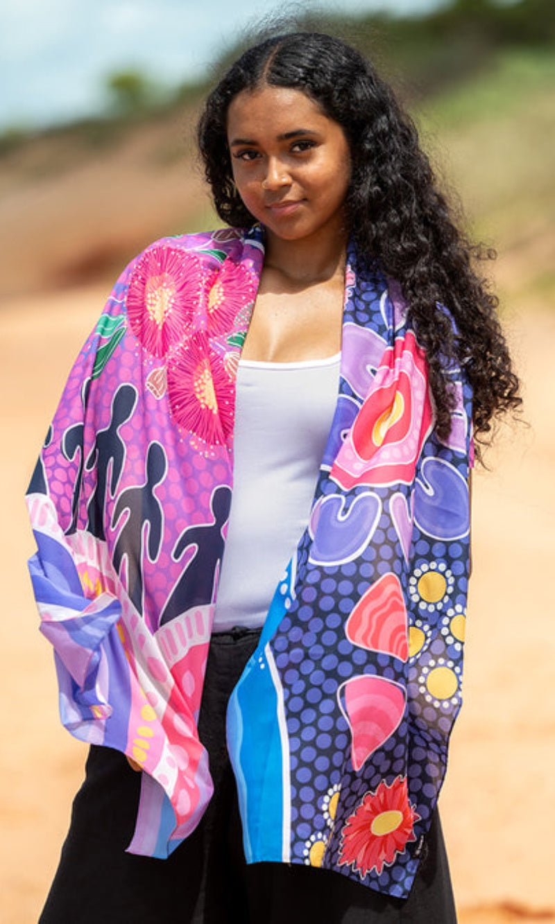 Aboriginal Art Scarf Thriving Together