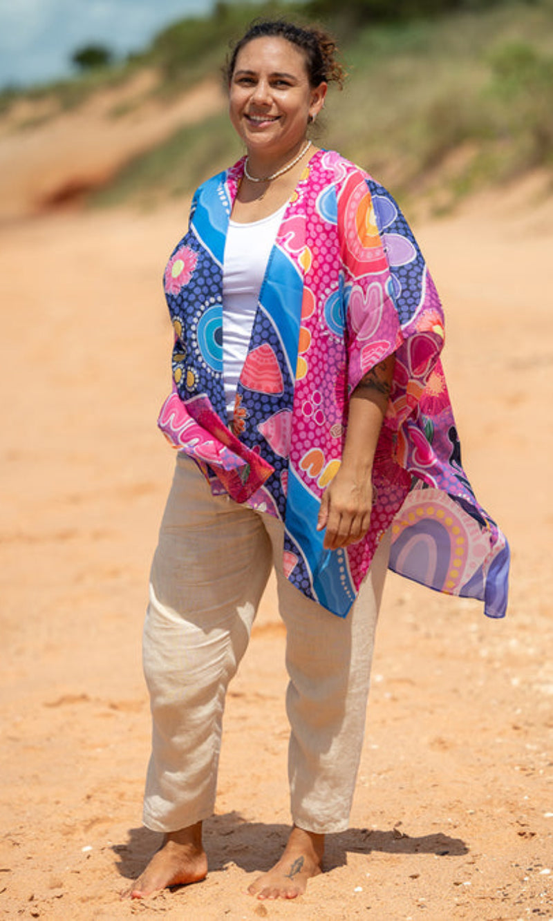 Aboriginal Art Chiffon Shawl Thriving Together