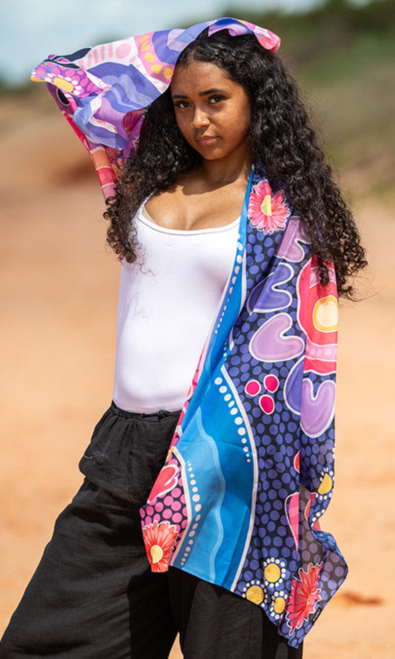 Aboriginal Art Scarf Thriving Together
