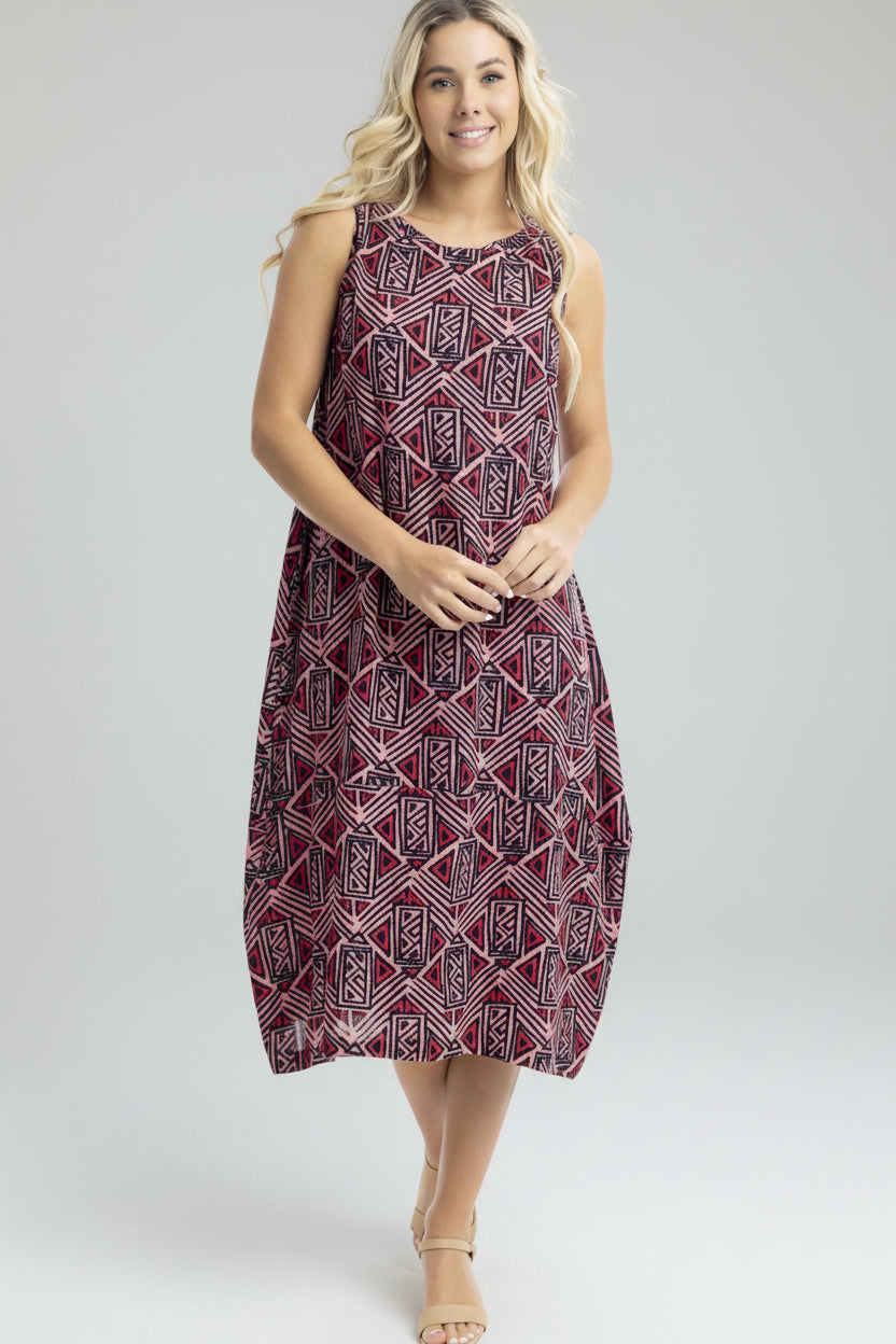 Linen Blend Dress Round Neck with Pockets Tofo – Azure Beach and Resort Wear