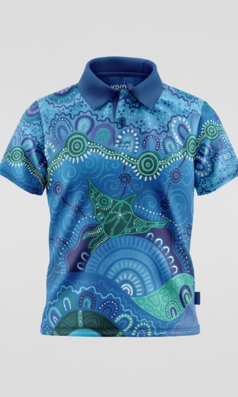 Aboriginal Art Kids Unisex Polo Together We Rise