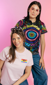 Aboriginal Art Ladies Fitted Polo Together - Pride Worn Proudly