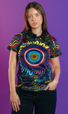 Aboriginal Art Ladies Fitted Polo Together - Pride Worn Proudly
