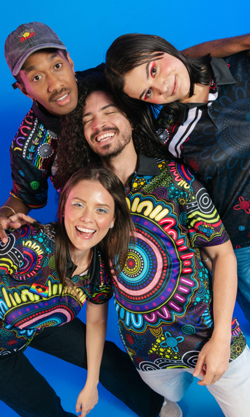 Aboriginal Art Ladies Fitted Polo Together - Pride Worn Proudly