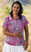 Aboriginal Art Ladies Fitted Polo Tribes of Women