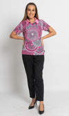 Aboriginal Art Ladies Fitted Polo Tribes of Women