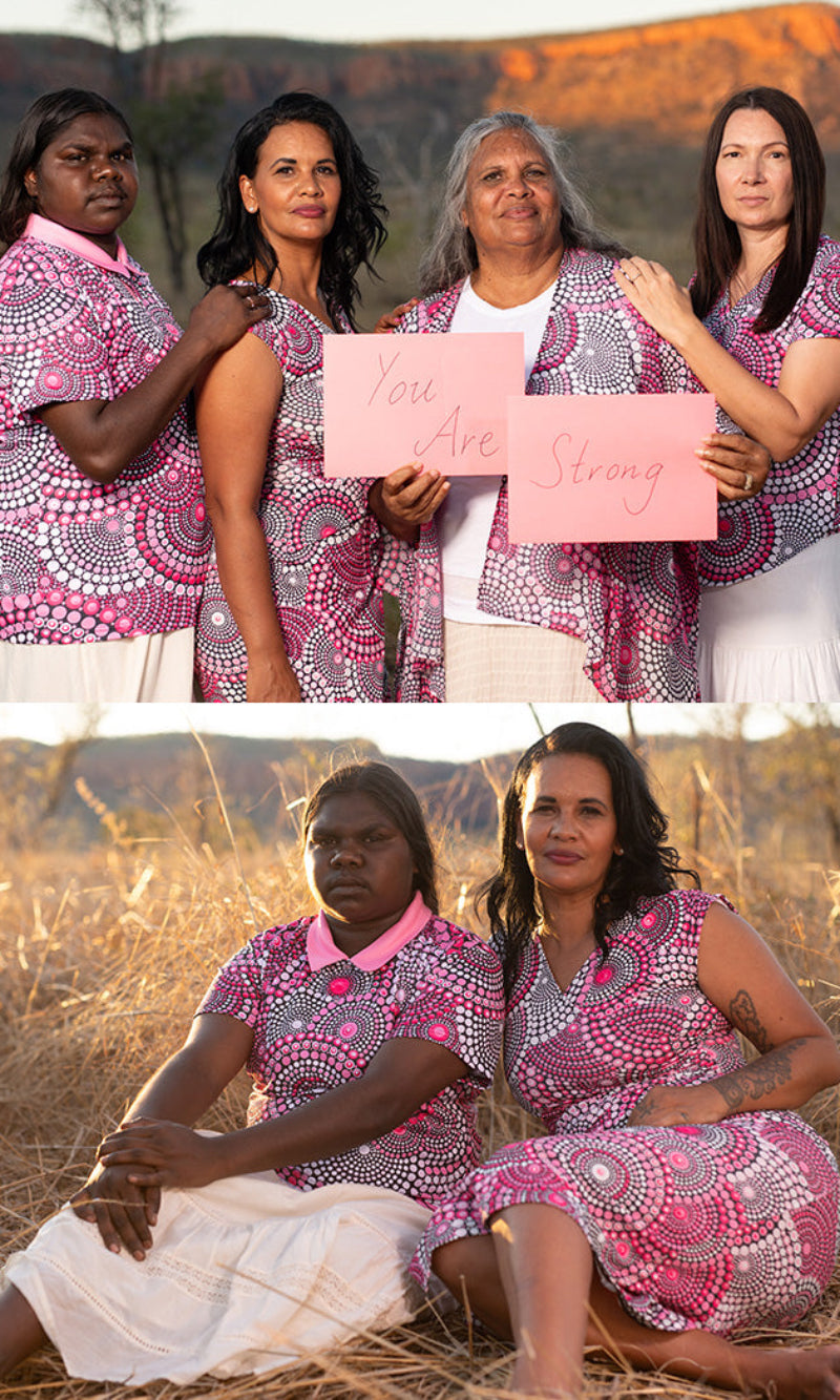 Aboriginal Art Ladies Fitted Polo Tribes of Women