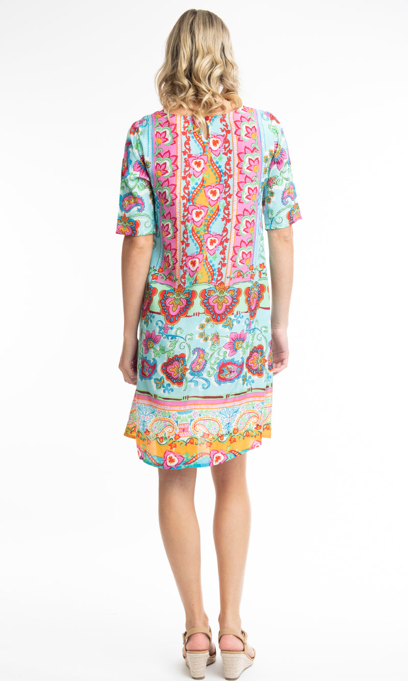 Rayon Dress Contemporary Varosha Turquoise