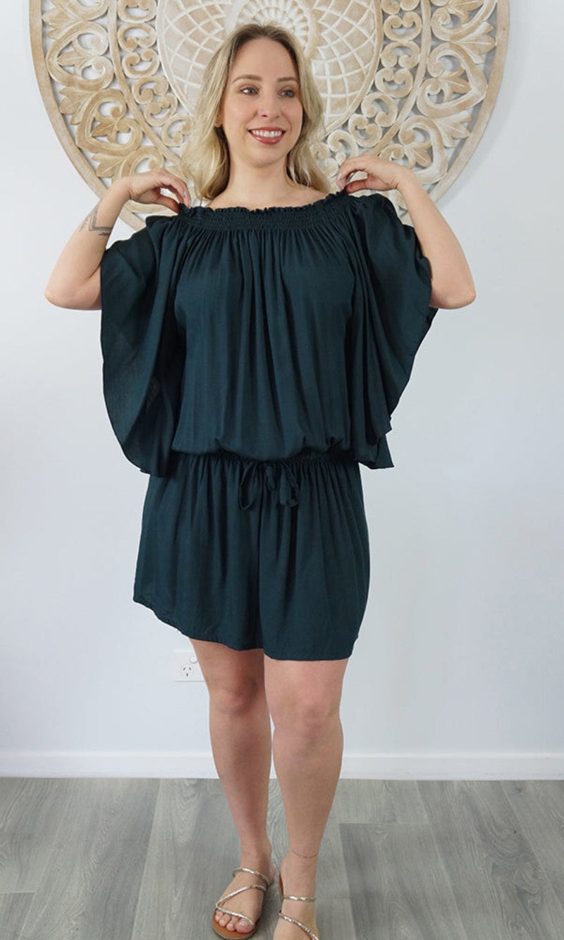 Rayon Dress Short Wing Plain, More Colours