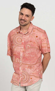 Aboriginal Art Men's Button Up Shirt Wambuwanbunmarra (Mix)