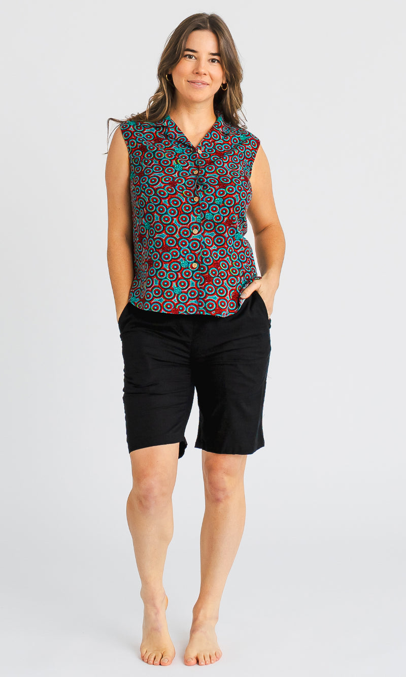 Bamboo Ladies Shirt Sleeveless Aboriginal Art, More Designs