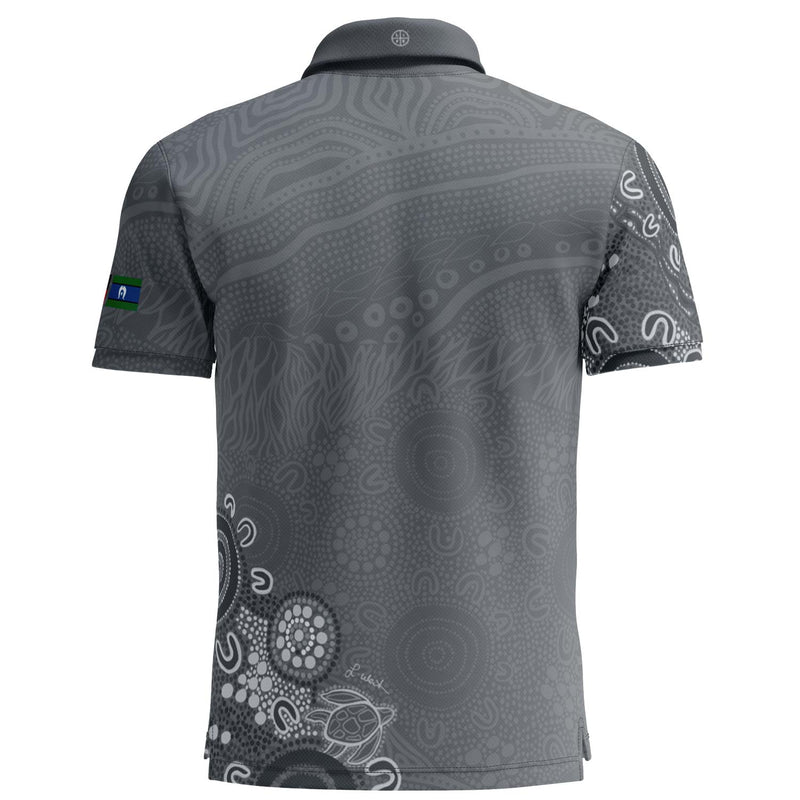 Aboriginal Art Unisex Polo Eternal Charcoal