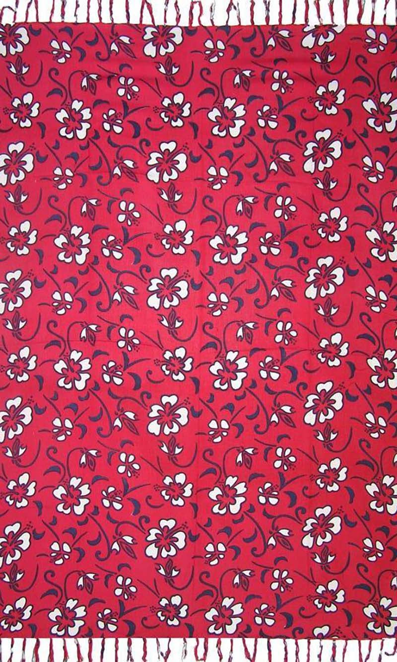 Rayon Sarong hibiscus Red