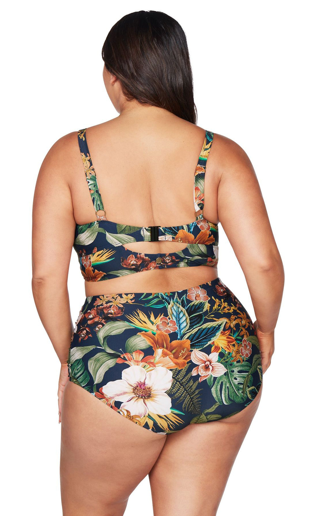 Into the Saltu Navy D/DD Underwire Midriff Bikini Top