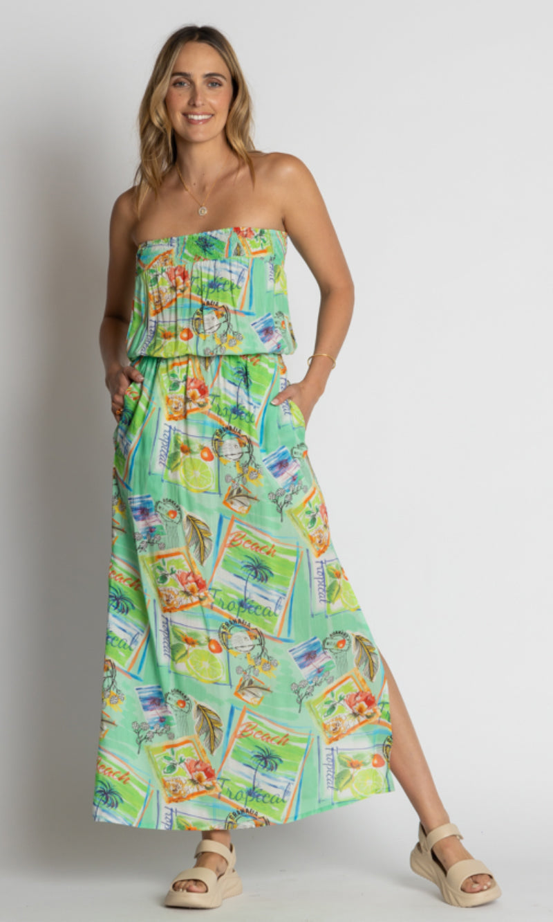 Viscose Strapless Dress Brauli Sea