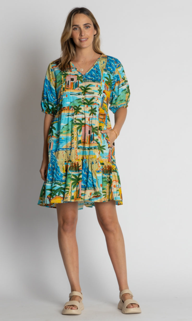 Cotton Shirred Dress Caleta