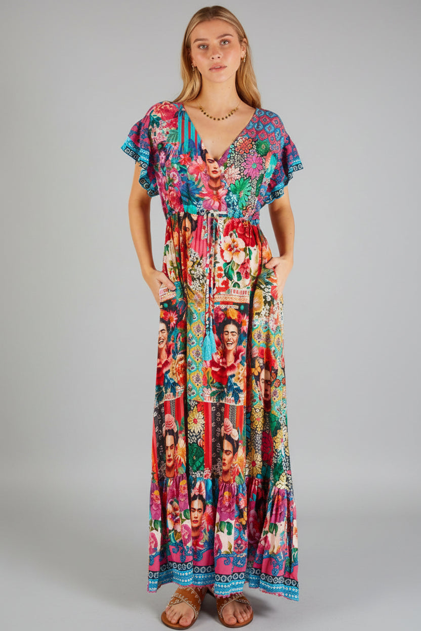 rayon a line dress NOVICA Kelud Crisscross Multicolor Rayon A-Line Dress main image 0