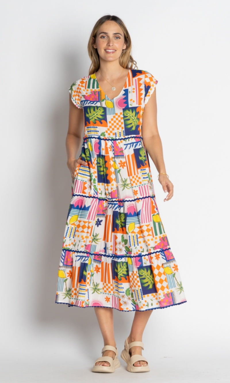 Viscose Tiered Dress Midi Lyra