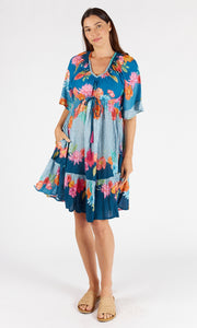 Viscose Tie Dress Trinidad Ocean