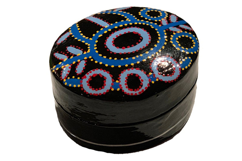 Aboriginal Art Small Lacquer Pill Box by Theo Hudson