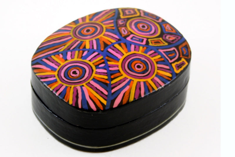 Aboriginal Art Medium Lacquer Box by Tina Napangardi Martin