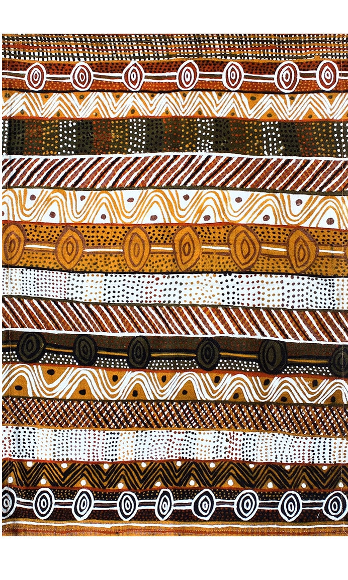 Aboriginal Art Cotton Tea Towel by Josette Papajua