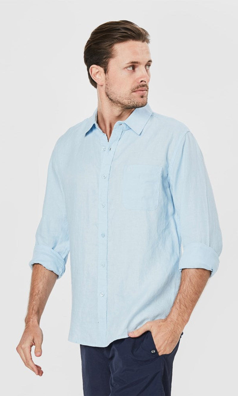 Linen Shirt Long Sleeve Blue