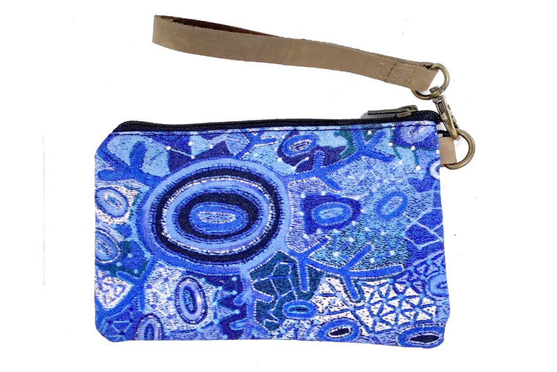 Aboriginal Art Canvas Pouch with Leather Strap by Theo Hudson (2)