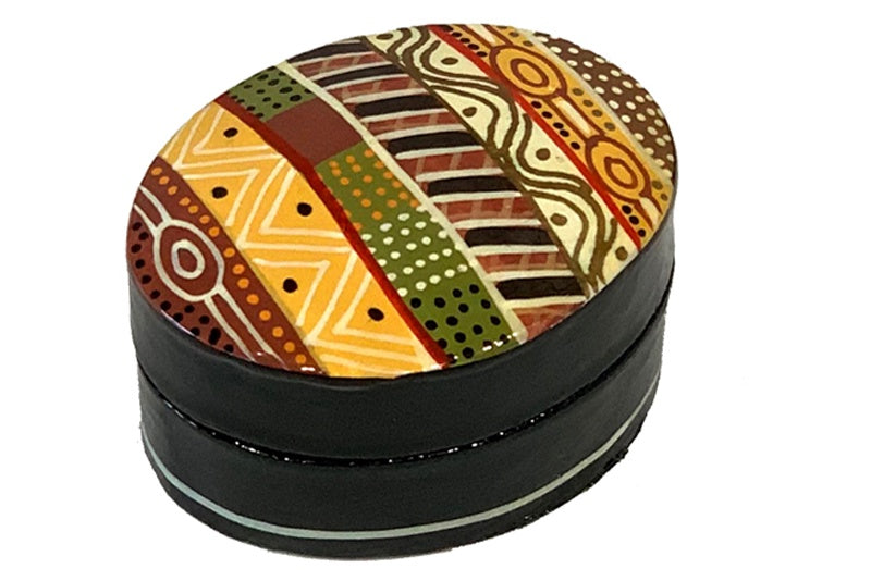 Aboriginal Art Small Lacquer Pill Box by Josette Papajua