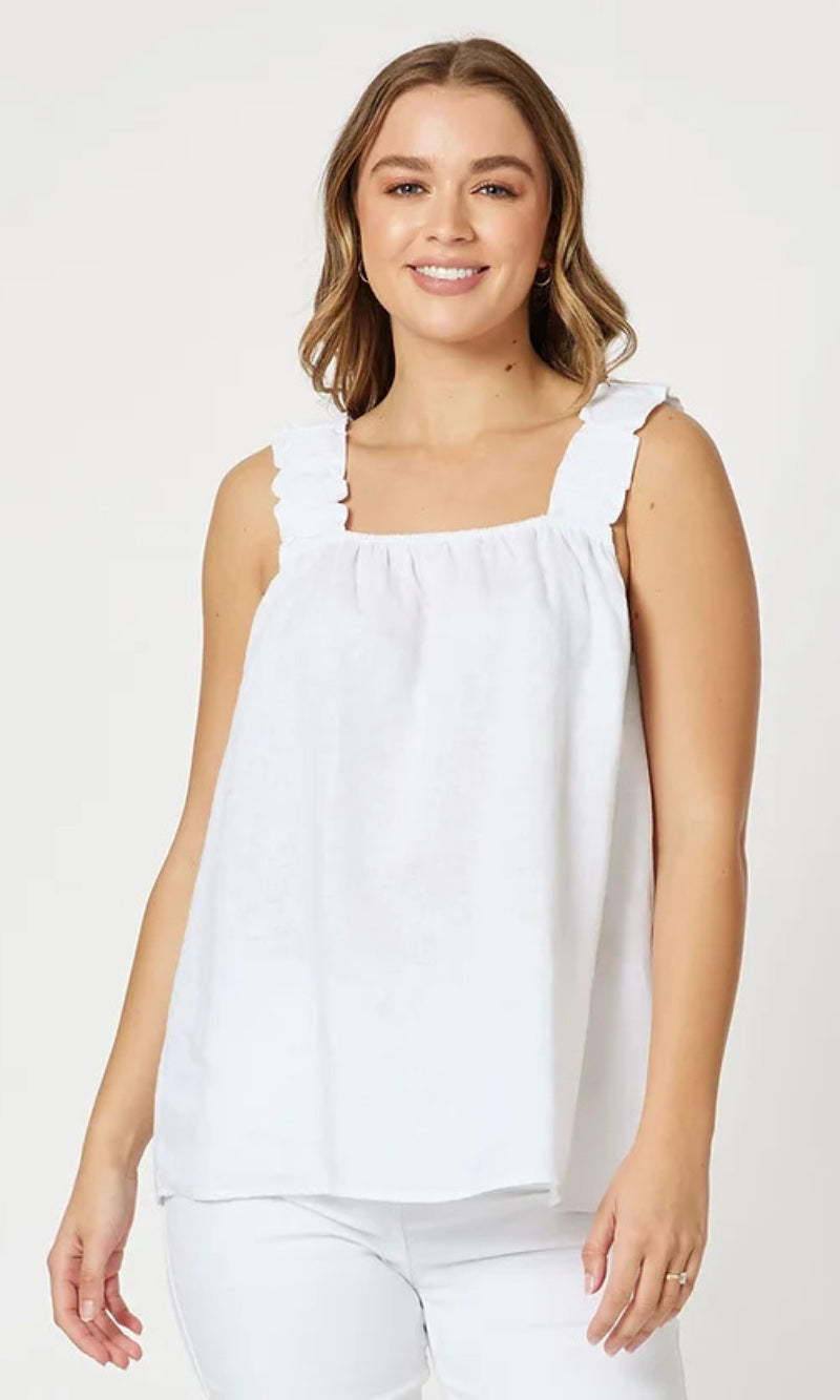 Ruched Strapped Linen Cami, More Colours