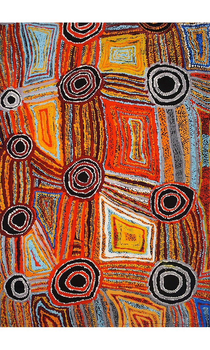 Aboriginal Art Cotton Tea Towel by Mary Napangardi Brown