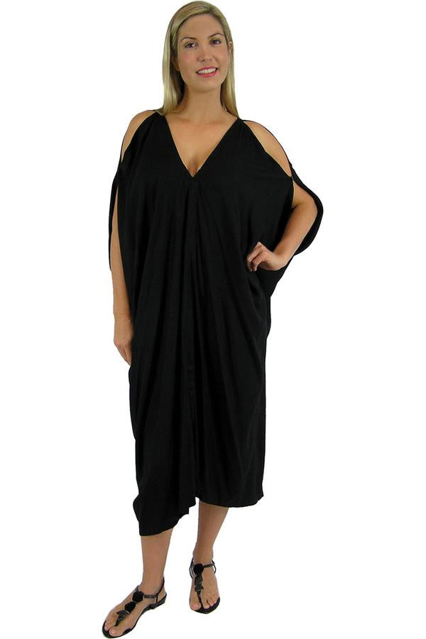 Rayon Dress Toga Plain, Black Colour