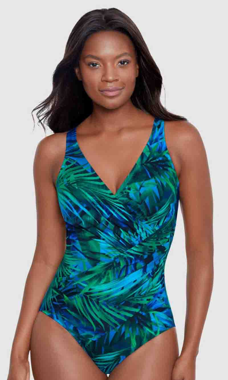 Palm Reeder Oceanus One Piece V Neck Shaping Swimsuit, Fits A Cup to D Cup