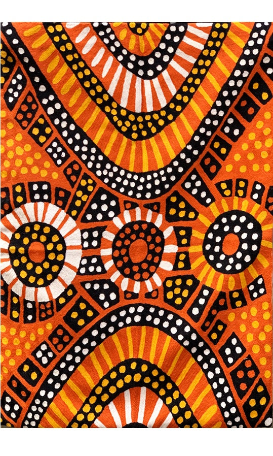 Aboriginal Art Wool Rug by Nina Puruntatameri 3x5ft (91x152cm)