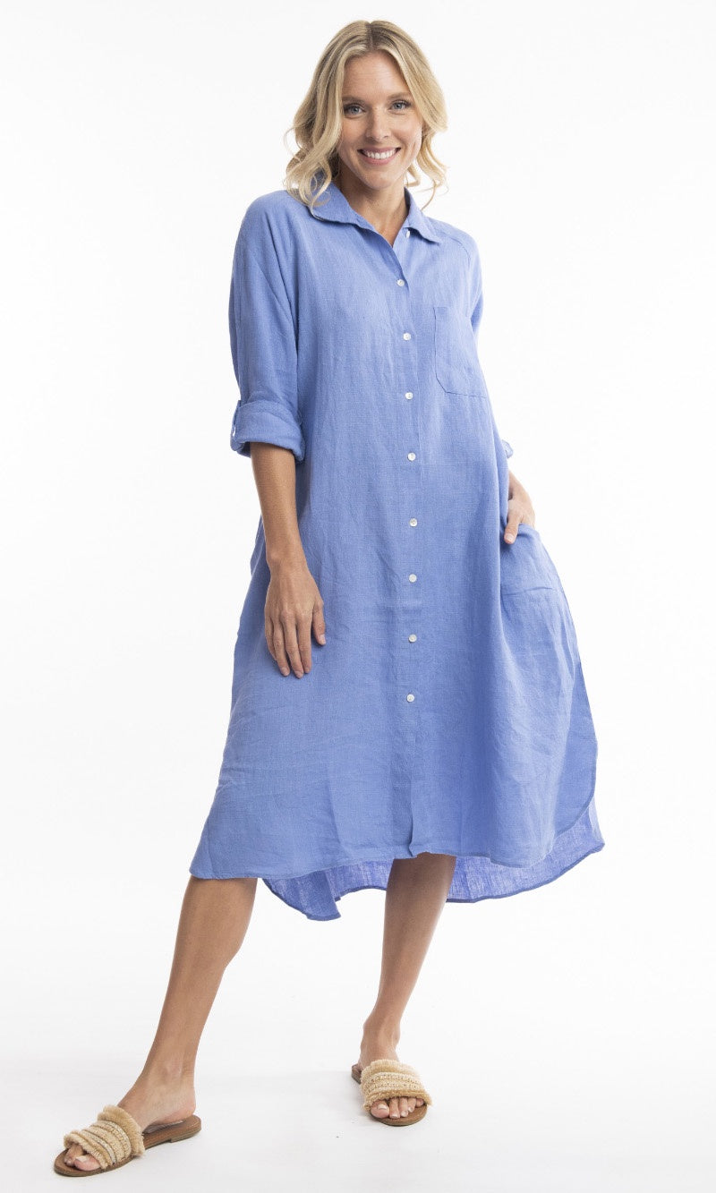 Pure Linen Shirt Dress Solid, More Colours Azure Beach and Resort Wear Pure Linen Shirt Dress Solid, More Colours Azure Beach and Resort Wear
