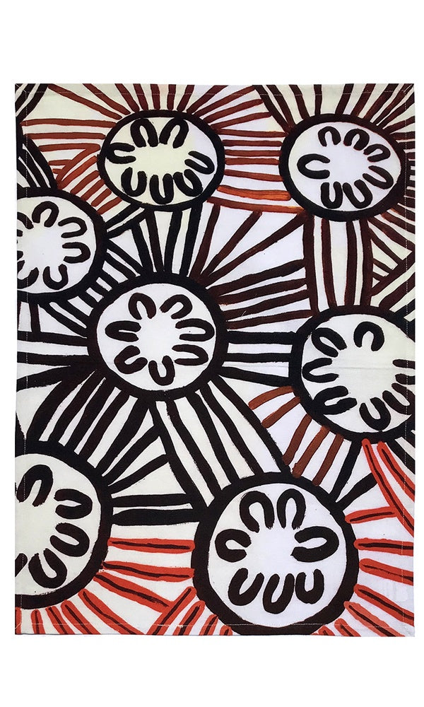 Aboriginal Art Cotton Tea Towel by Jeanie A Uluru (2)