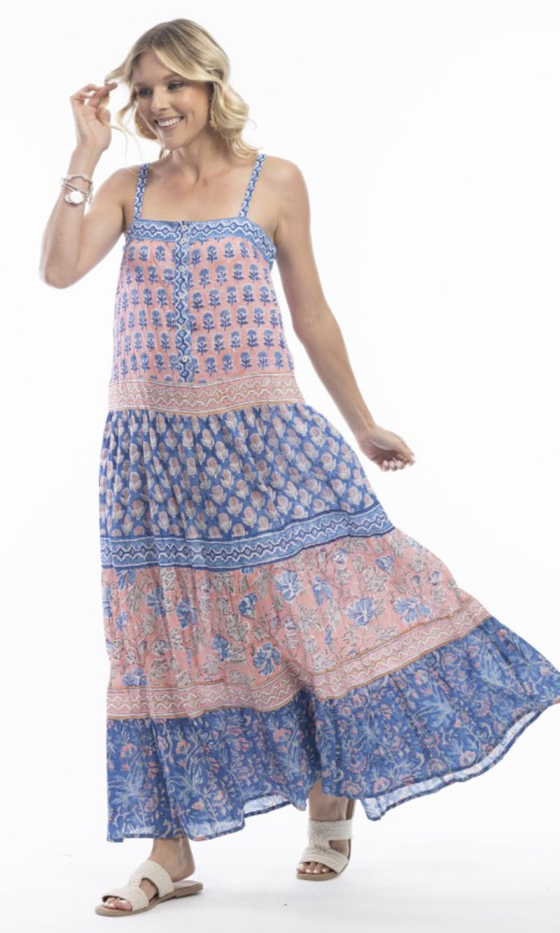 Cotton Dress Maxi Strappy Taxila
