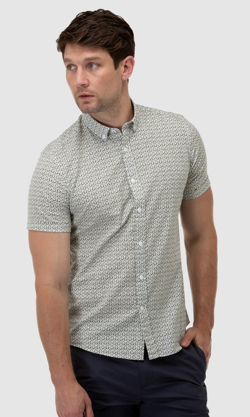 Cotton Shirt Abstract Olive