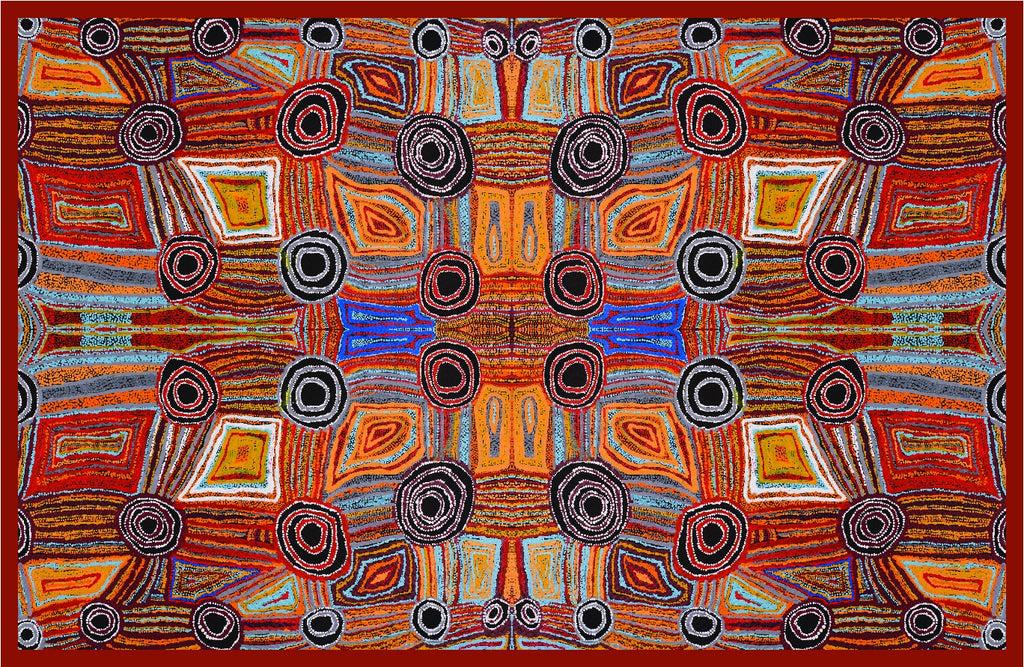 Aboriginal Art Cotton Tablecloth by Mary Napangardi Brown