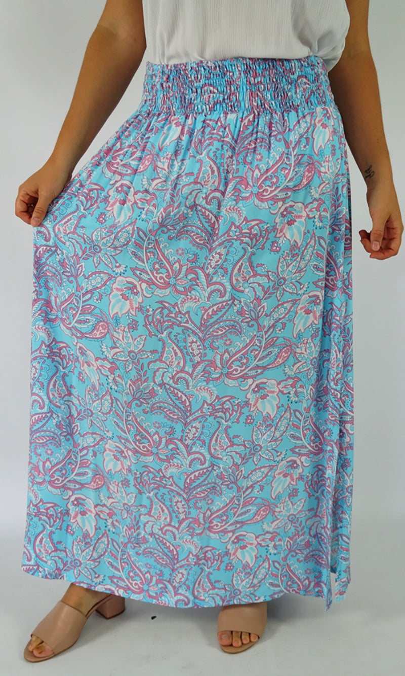 Rayon Skirt Amber Bengal Aqua