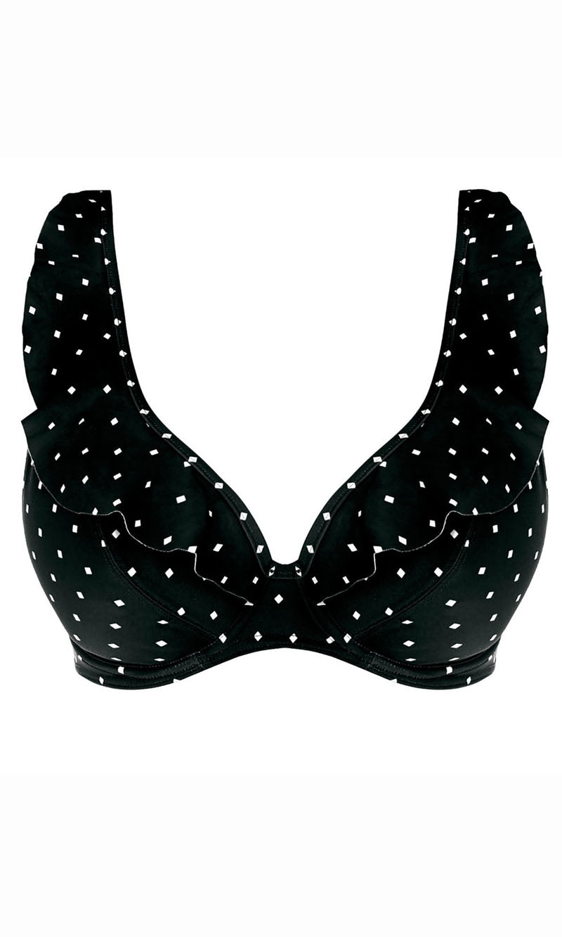 Jewel Cove Black UW High Apex Bikini Top With J Hook. Special Order D Cup to J Cup